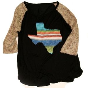 Serape Texas Shirt with Lace Sleeves